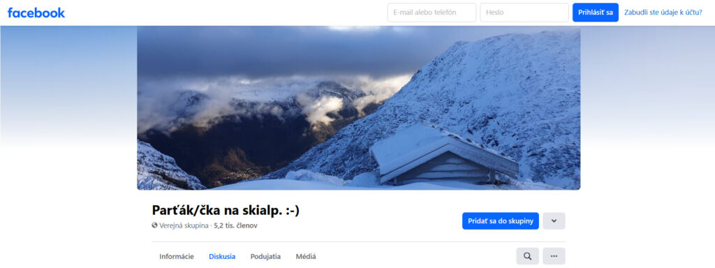 facebook skupina Parťák/čka skial. :-)